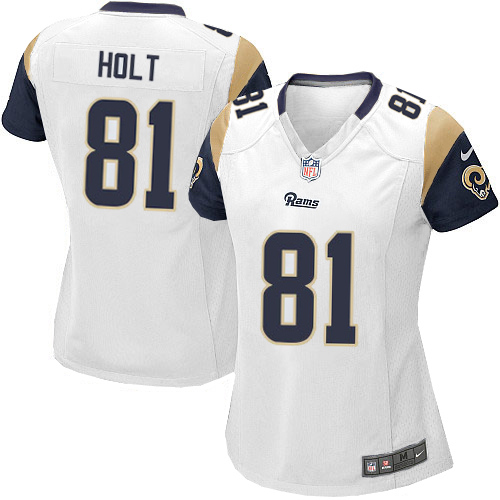 Women's Elite Torry Holt Nike Jersey White Road - #81 NFL Los Angeles Rams
